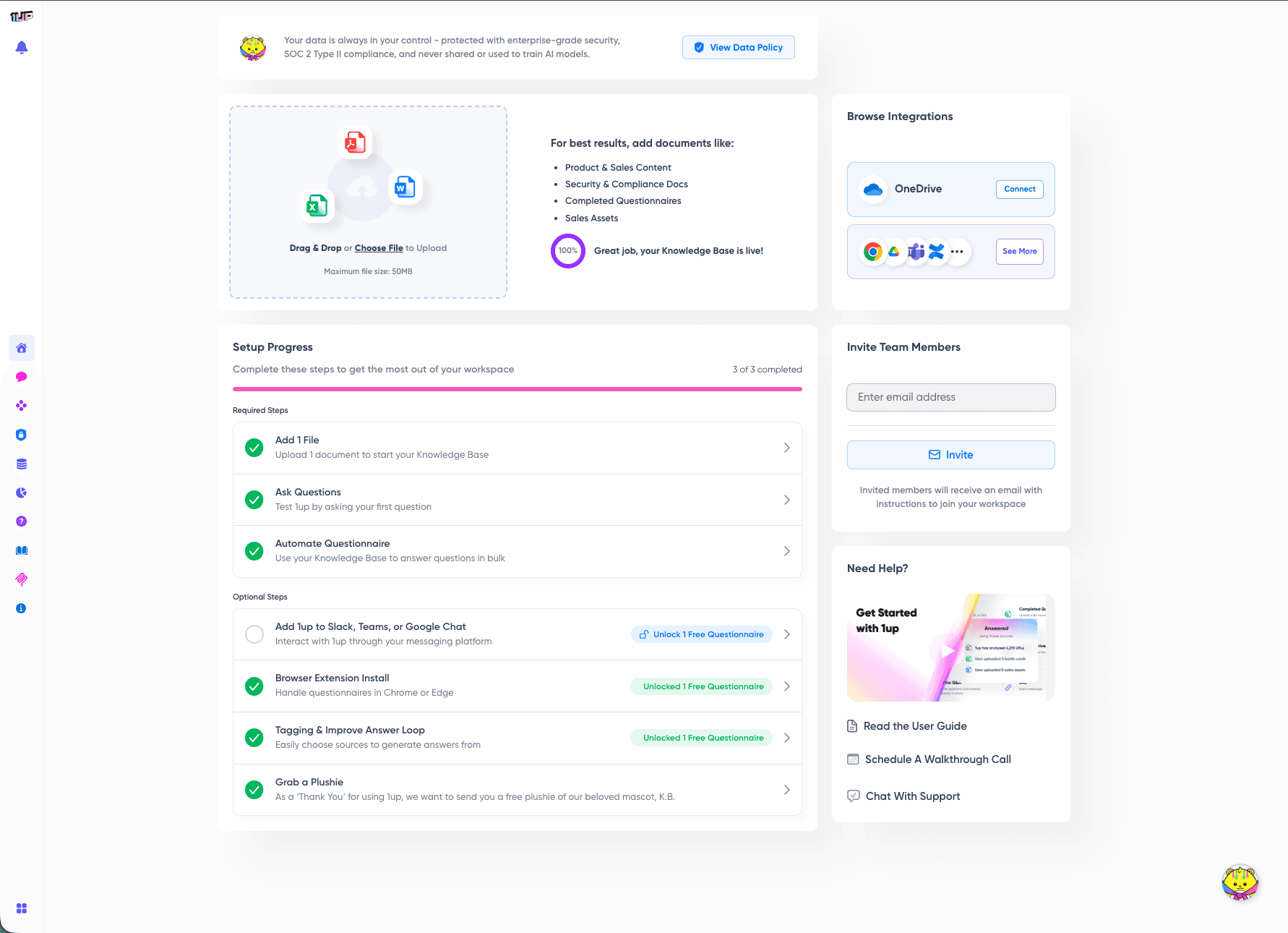 1up — Welcome page
